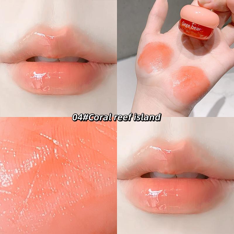 

GEGE BEAR Mirror Lip Glaze, насыщенный цвет губной помады в маленьком круглом горшочке, нежная текстура и натуральный цвет