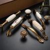 Zinc Alloy Ceramic Cabinet Pulls Antique Gold Retro Vintage Drawer Handles European Style Sturdy Antique Dresser Knobs Furniture