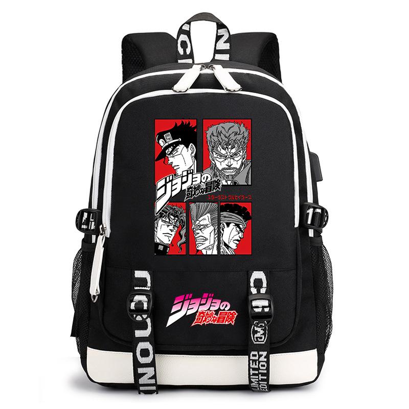 Anime JoJo Print Lightweight Student Backpack Casual Daypack for Teen Kids Junior School Bag