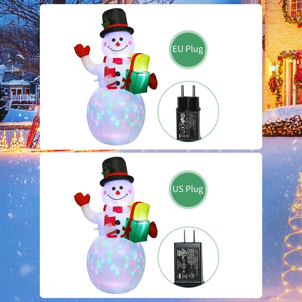5FT jule gummibåt Snømannformet LED roterende fargede lys Blow Up Xmas oppblåsbare rekvisitter