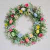 Decorative Flower Wreath with Wildflowers and Eggs Easters Garlands for Front Door Decoration Seasonal Accessories