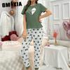 GMXIA T-shirt Trousers Casual and Comfortable Women's Pyjamas Homewear Set Can Be Worn Outside