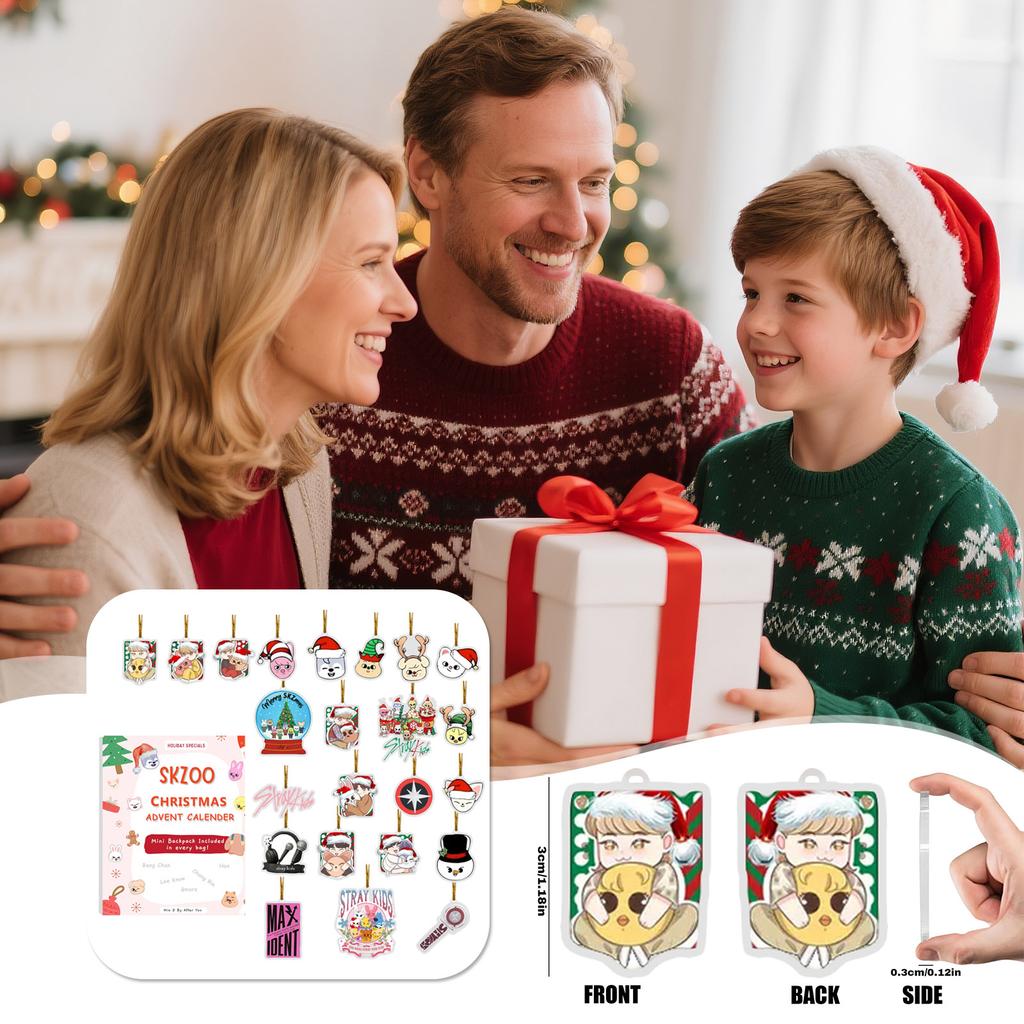 2D Flat Acrylic Mystery Box 24pcs Pendant With Airplane Box Christmas Famous Star Mystery Box, Gift For Star