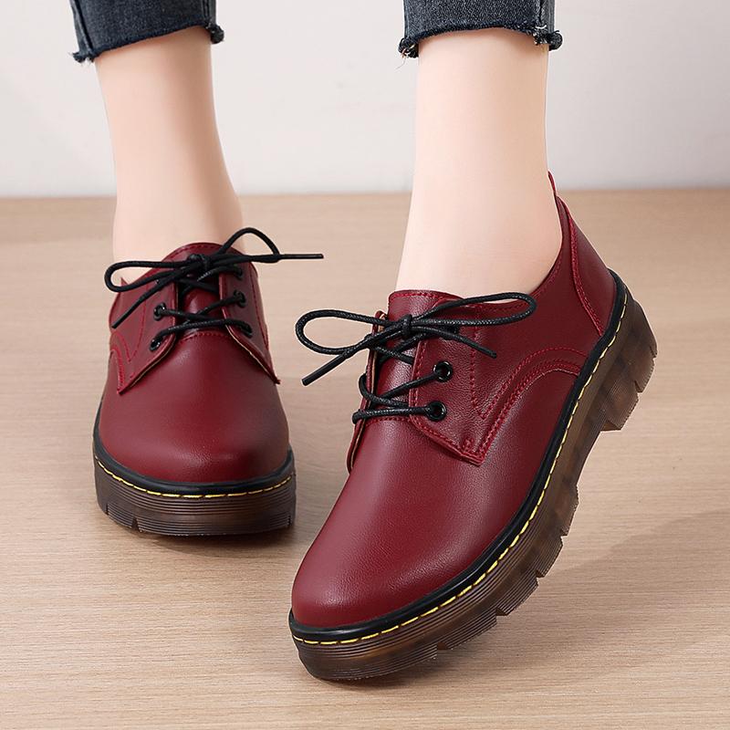 Retro small leather shoes soft sole spring and autumn single shoes British style platform thick heel big head shoes Martin