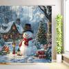 Christmas Shower Curtains Santa Claus Farmhouse Cabin Snowman Snowflakes Winter Gifts Xmas Holiday Bathroom Decor with Hooks