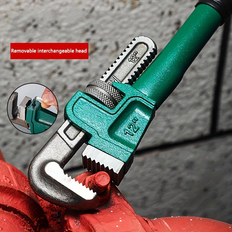 8/10/12/14 Inch Heavy-Duty Steel Pipe Wrench Set, Adjustable Straight Plumbing Wrench with Soft Grip Handle