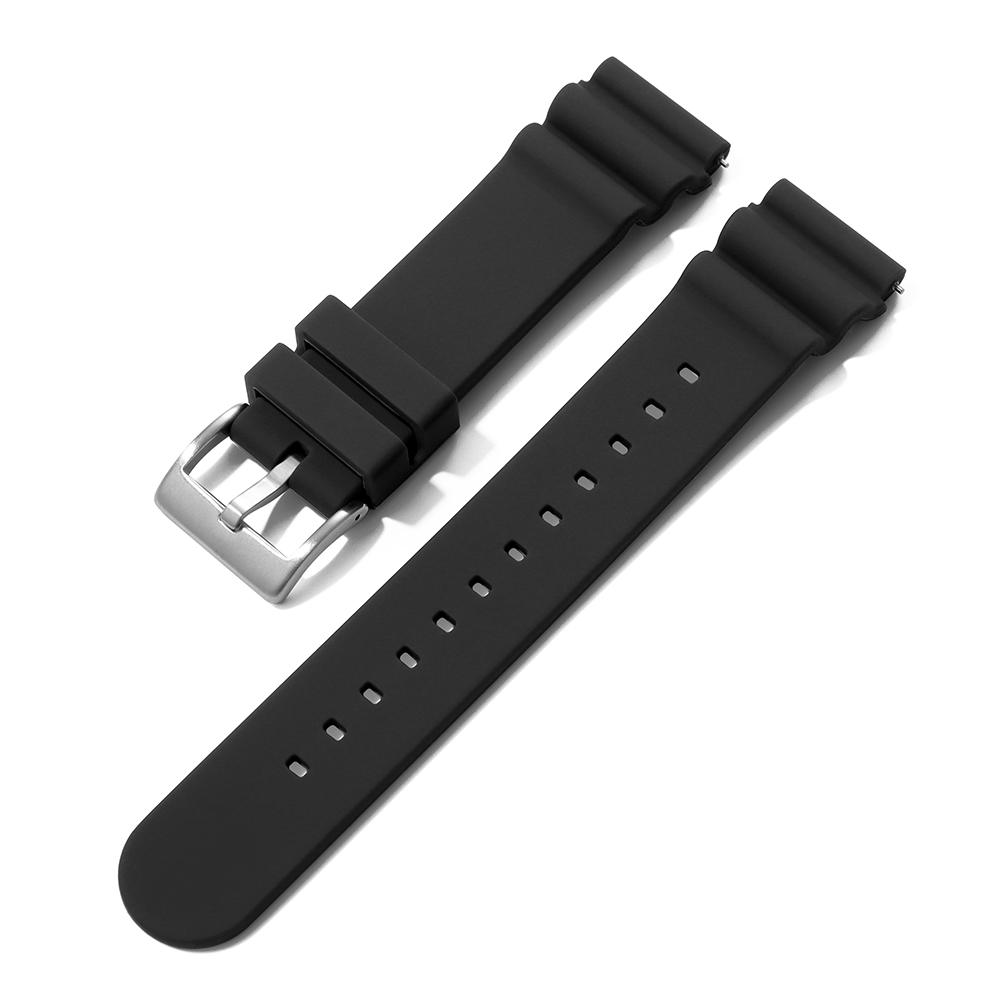 

20mm 22mm Silicone Strap For Seiko SKX007/009 SRP777J1 Watchband Sports Waterproof Resistant Strap Men Woman Universal Strap 22mm чорний