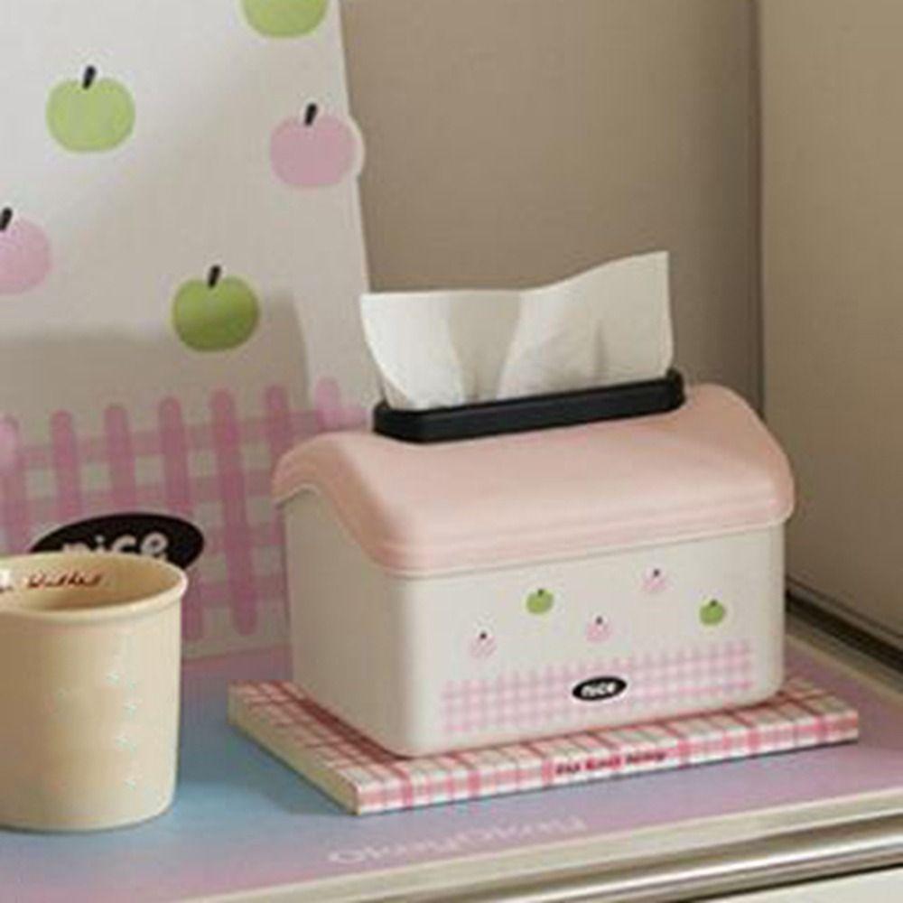 

Large Capacity Cartoon Paper Towel Box Plastic Draw Paper Box Cute Paper Storage Box Bedroom розовый