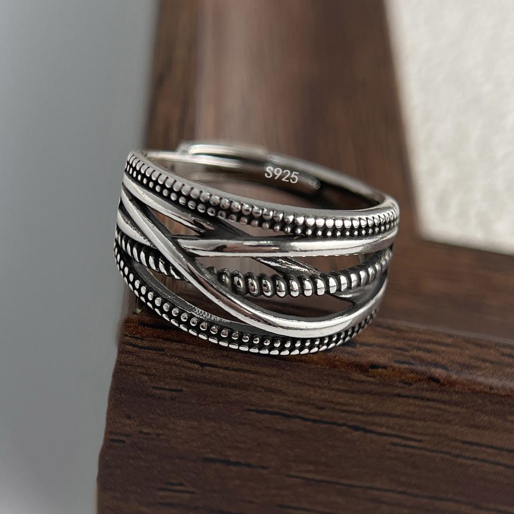 925 Sterling Silver Rings for Women Couple Minimalist Handmade Simple Retro Interware Ring Fine Jewelry Gift Prevent Allergy