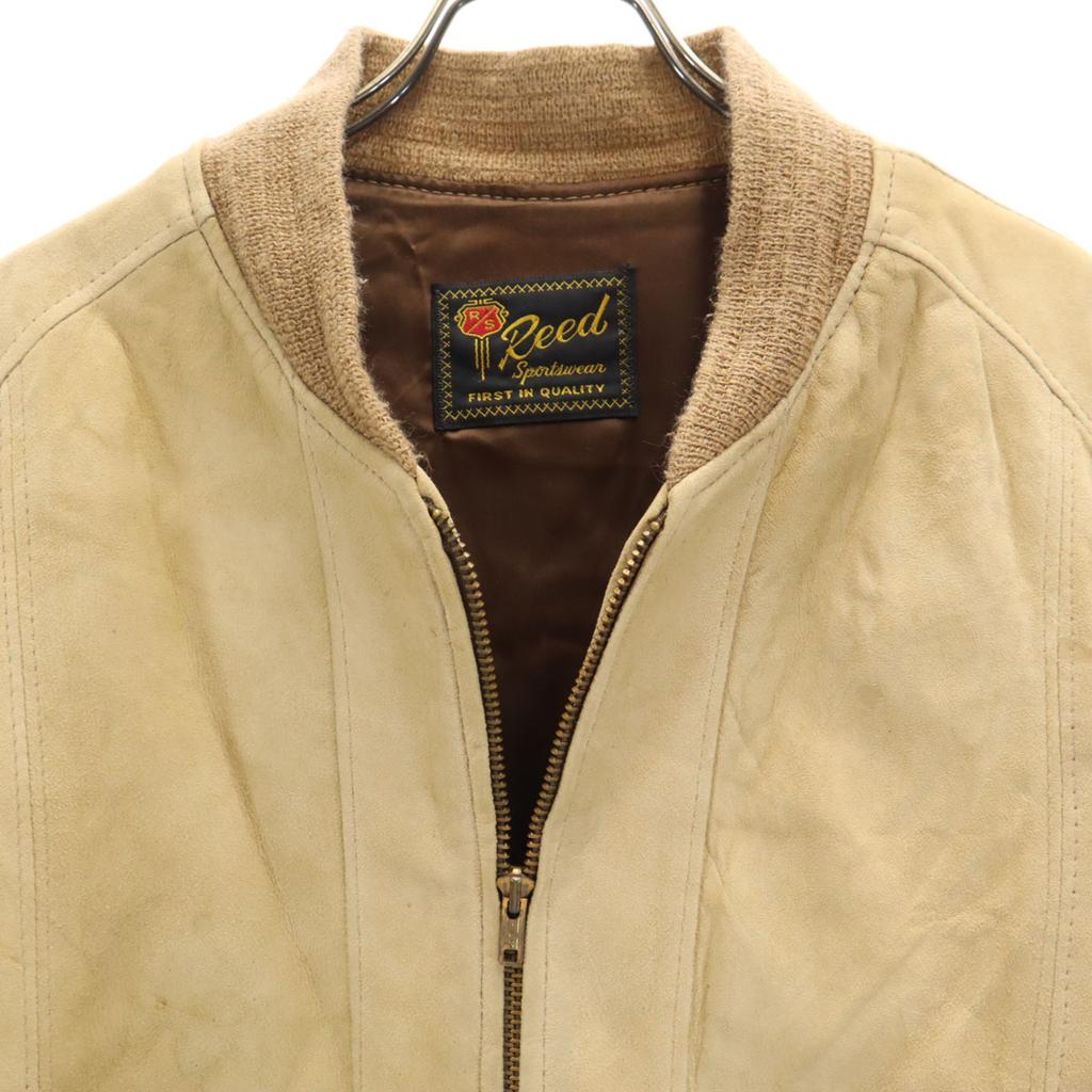 Reed Sportswear 70s Vintage Leather Jacket Beige Men's Used