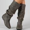 Bottes hautes vintage pour femmes Hiver Printemps Chaussures 2025 Talons compensés Bottes hautes longues d'équitation pour femmes Marron Gris Noir Chaussure Chaussures