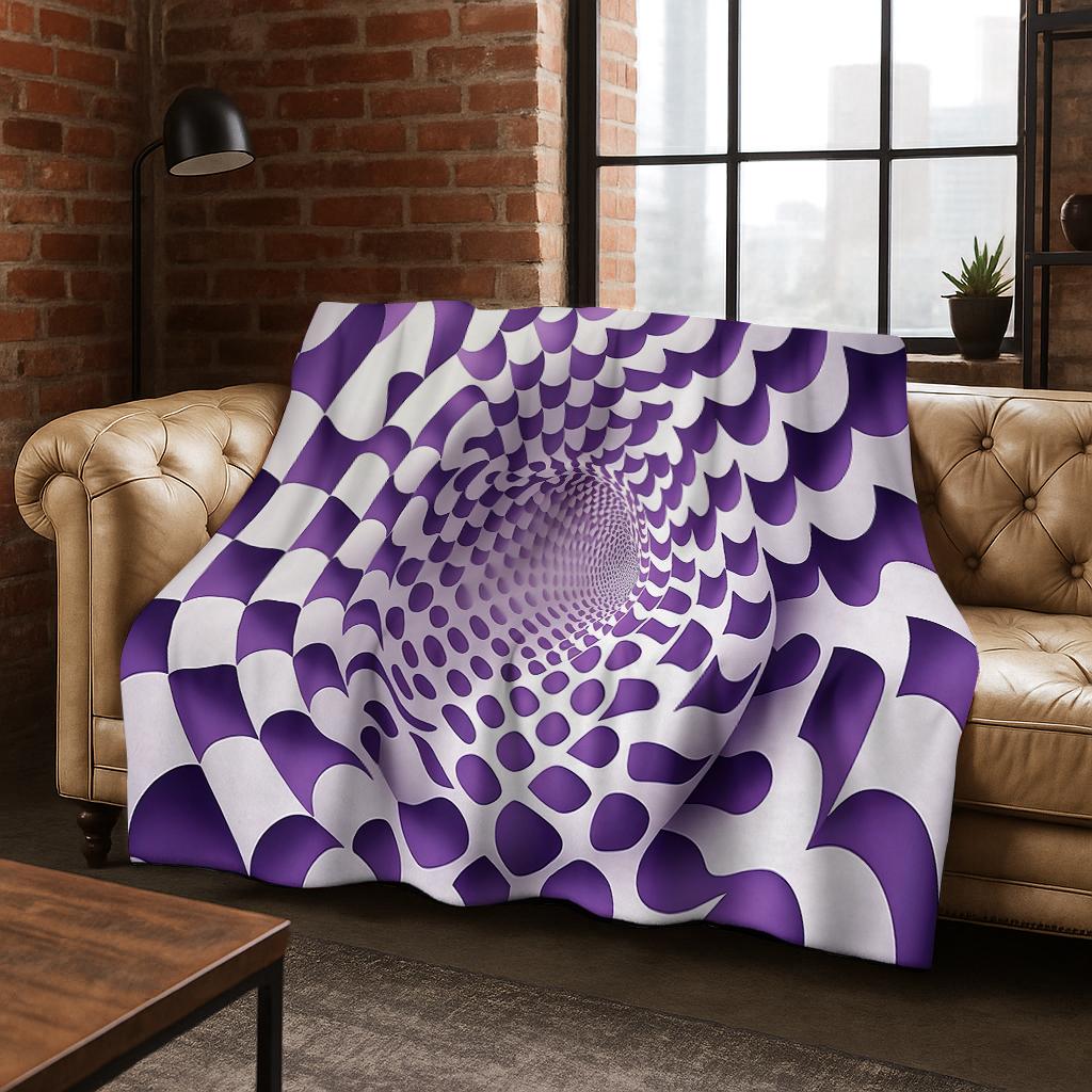 3D Mosaic Visual Geometry Illusion Flannel Blanket Soft Warm Blanket for Bedroom Living Room Bed Travel Camping Picnic Gift