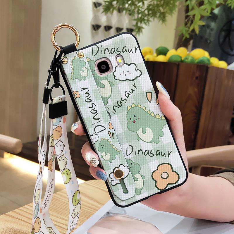 Soft Case Protective Phone Case For Samsung Galaxy J510/J5 2016/J5108 Wrist Strap Cartoon Cute Back Cover Silicone Ring