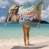 Funny Retro Beach Towel, Colorful Hilarious Design Quick-Dry Sand-Free Bath Towel for Vacation, Cruise and Party