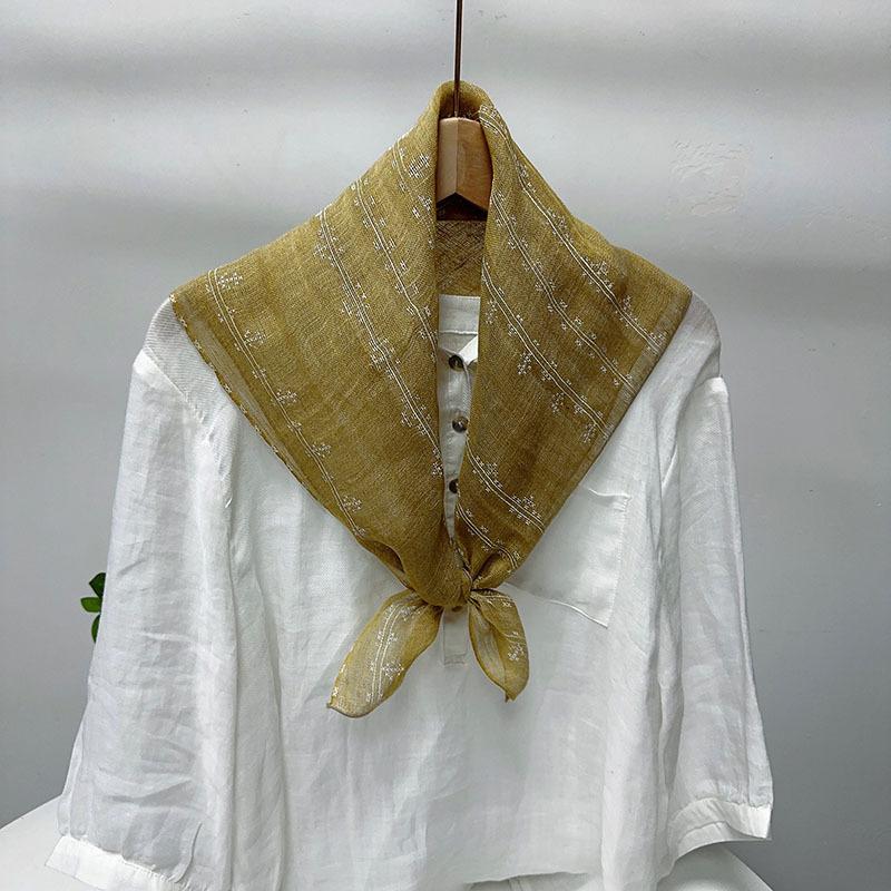 Thin Cotton And Linen Solid Color Square Scarf Plaid Square Scarf Women'S Summer Neck Protection Small Silk Scarf Accessories Small Scarf