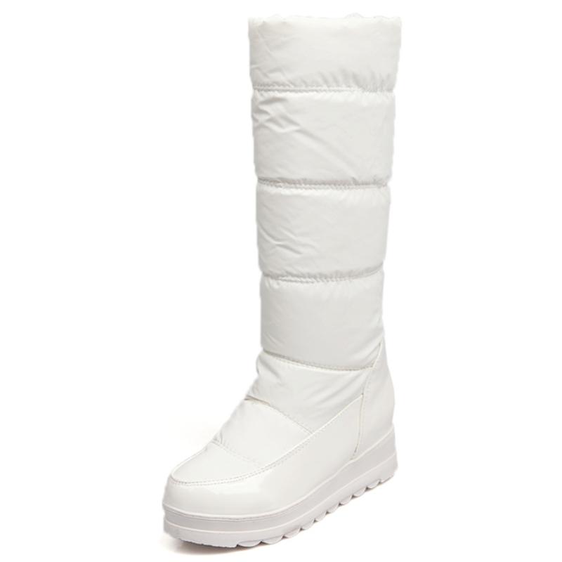 Warme Damen Winter Pelz Schneestiefel Neu 2024 Schwarz Rot Mid-Calf Stiefel Damen Keilabsatz Plateau Regen Schuhwerk Schuhe Damen Wasserdicht