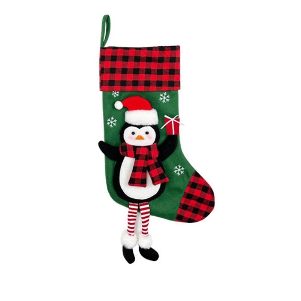 Penguin Large Candy Christmas Stocking Elk Fireplace Christmas Stocking  Garden