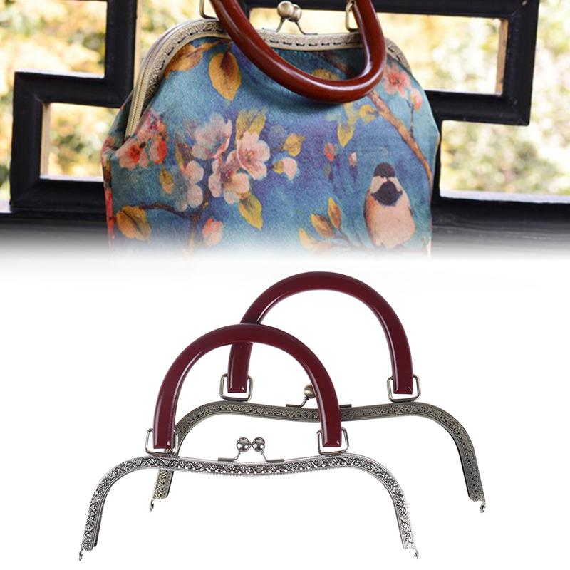 27 cm Trä Metallram Kisslås För Handväska Plånbok Tillbehör DIY Handgjord