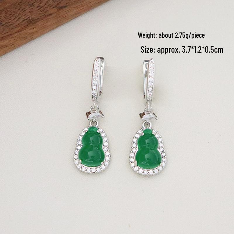 Elegant Zircon Agate Gourd Earrings: Chic, Retro, and Versatile Ear Jewelry
