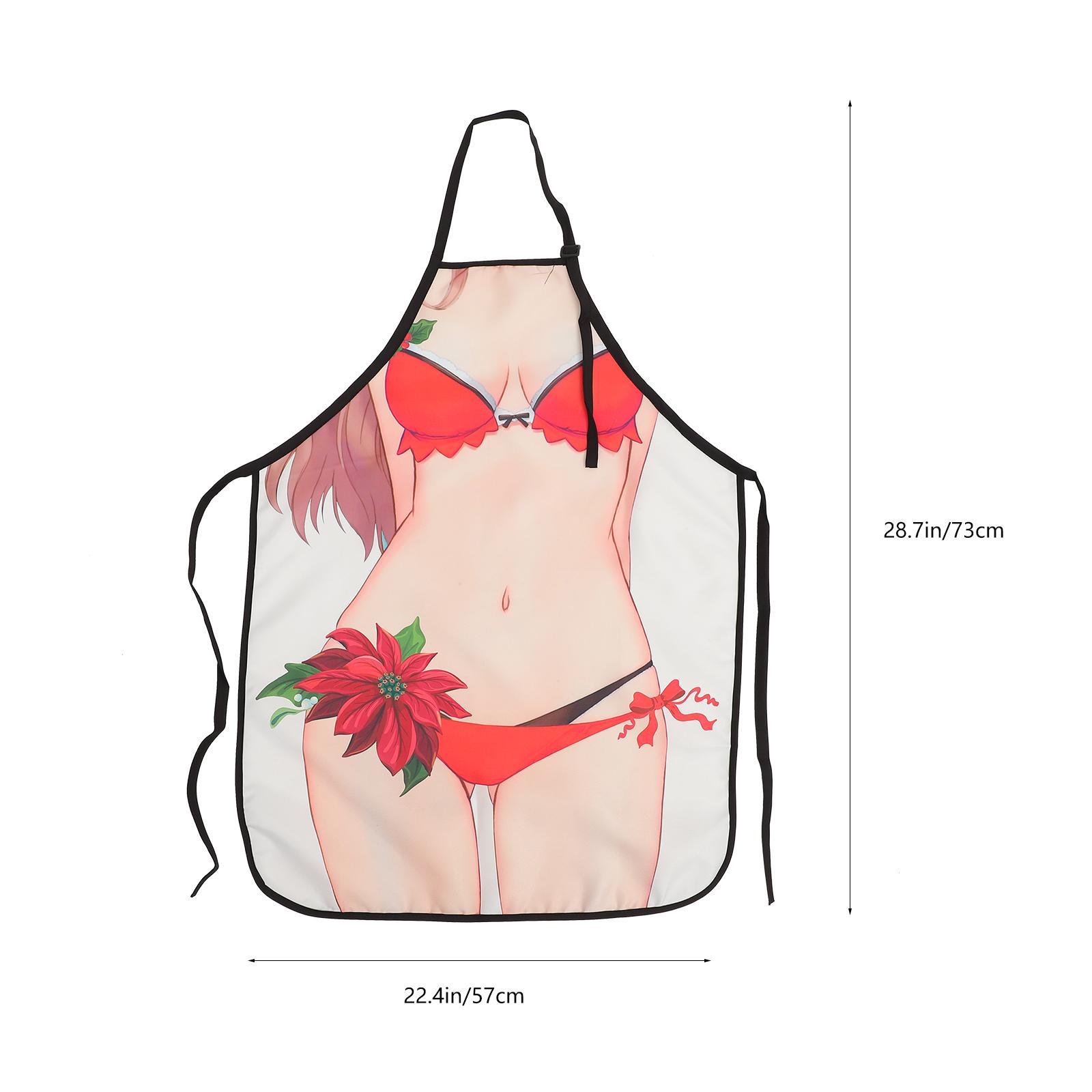 

Waterproof Apron For Women Funny Body Pattern Baking Cooking Kitchen Gift Reusable Prank Party Favor Polyester