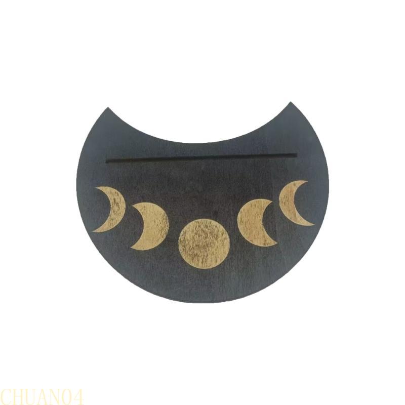 A1A2 Wooden Tarot Card Display Stand Rectangular Moon Shaped Tarot Card Holder Base Portable Serving Tray Tarot Accessories