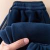 Men's Autumn and Winter Solid Color Padded Warm Sweatpants Drawstring Casual Pants