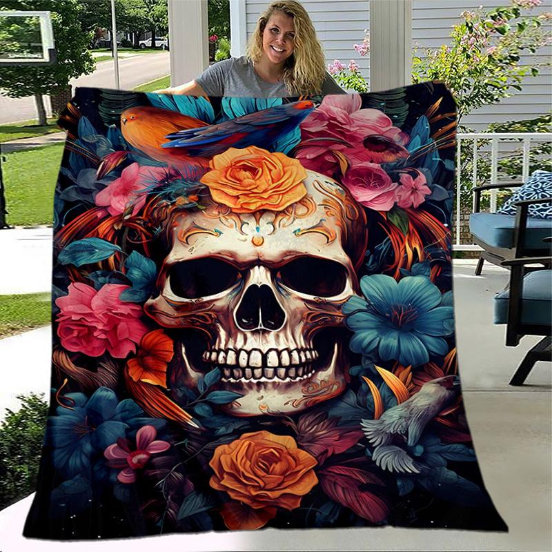 1pc Day of the Dead Theme Blanket, Home Decorative Throw Blanket for All Seasons, Living Room .K029