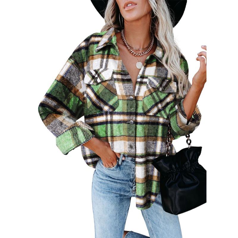 QICED Damen Vintage Casual Herbst Winter Langarm POLO-Ausschnitt Jacken & Mäntel