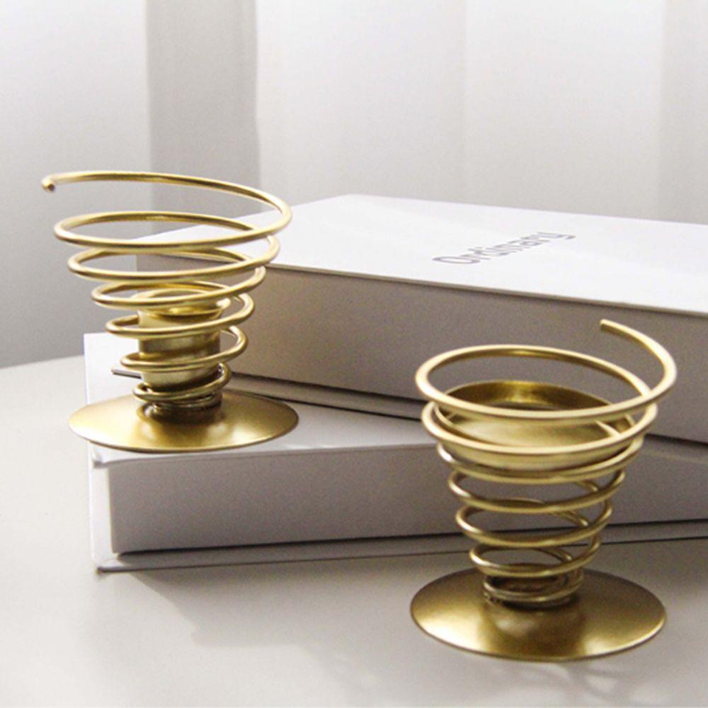 Wrought Iron Spiral Candlestick Geometric SpiralS Holder Nordic Metal Candle Holder  Bedroom