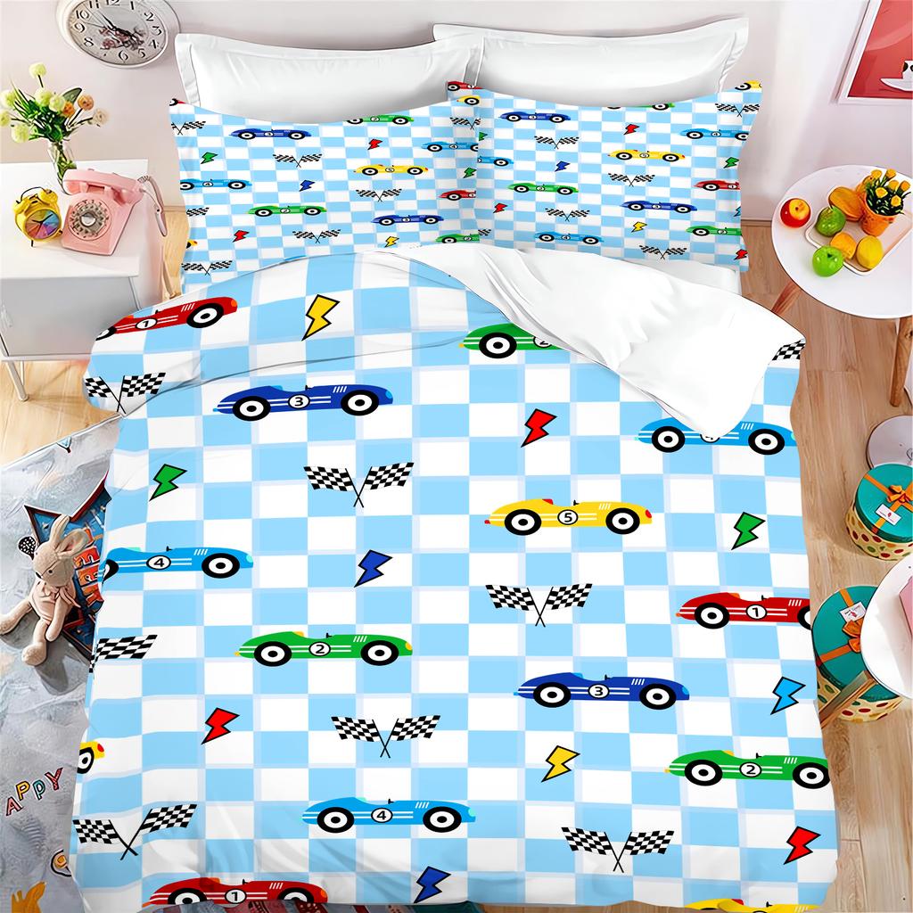Cars Duvet Cover Wheels Pattern Bedding Set Adult Boy Girl Bedroom Decoration Children Gift Single Double Large Size