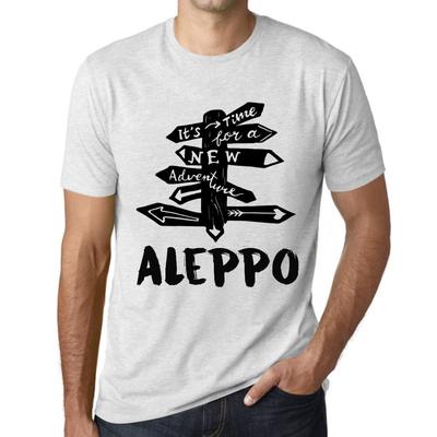 Męski T-shirt Vintage Graficzny T-shirt Czas na Nowe Przygody Aleppo Vintage Biały