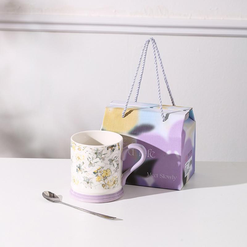 Iris Ceramic Mug Event Opening Gift Creative Flowers High Precision Water Cup Event Business Souvenir
