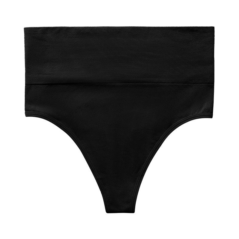 

European and American large-size underwear, sexy seamless T-shaped underwear, comfortable high-waisted quick-drying sports yoga briefs for women L чёрный