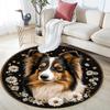 Collie Dog Round Area Rug,Carpet Rug for Living Room Bedroom Sofa Playroom Decor,Non-slip Floor Mat