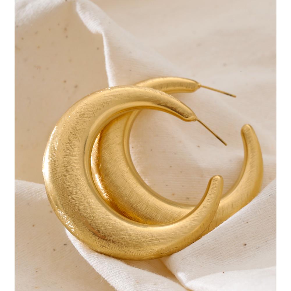 Eetit Daily Stainless Steel C Shape Huggie Earrings for All Occasions 18K Golden Plated Minimalist Versatile Casual Jewelry