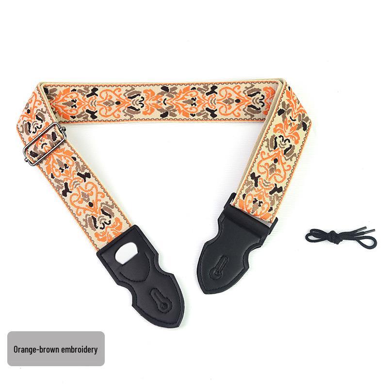 Ретро этнический вышитый гитарный ремень - Для акустической и электрогитары, Полиэстер с принтом, Британский стиль