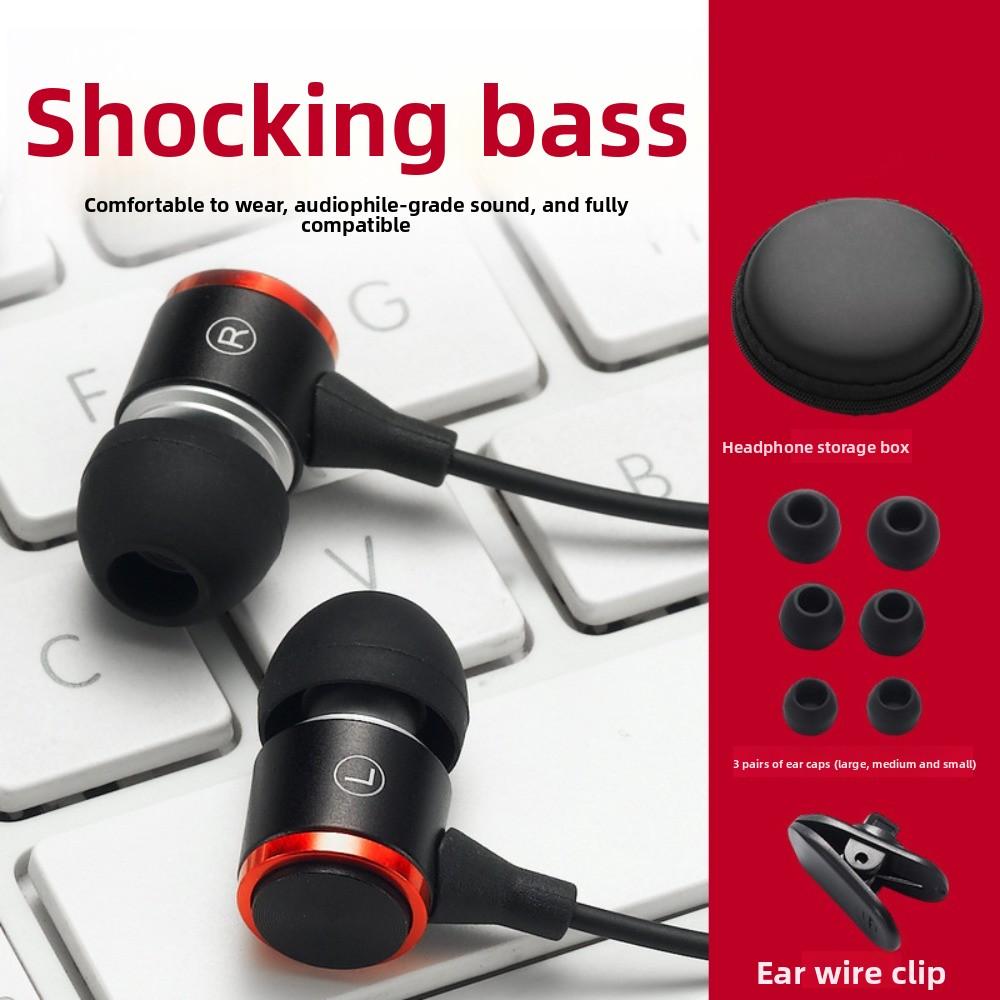 Music Earphones 3.5mm Wired Earphone Wire Control HiFi Stereo In Ear Earphones Noise Cancelling Heavy Bass Wired Headset Running