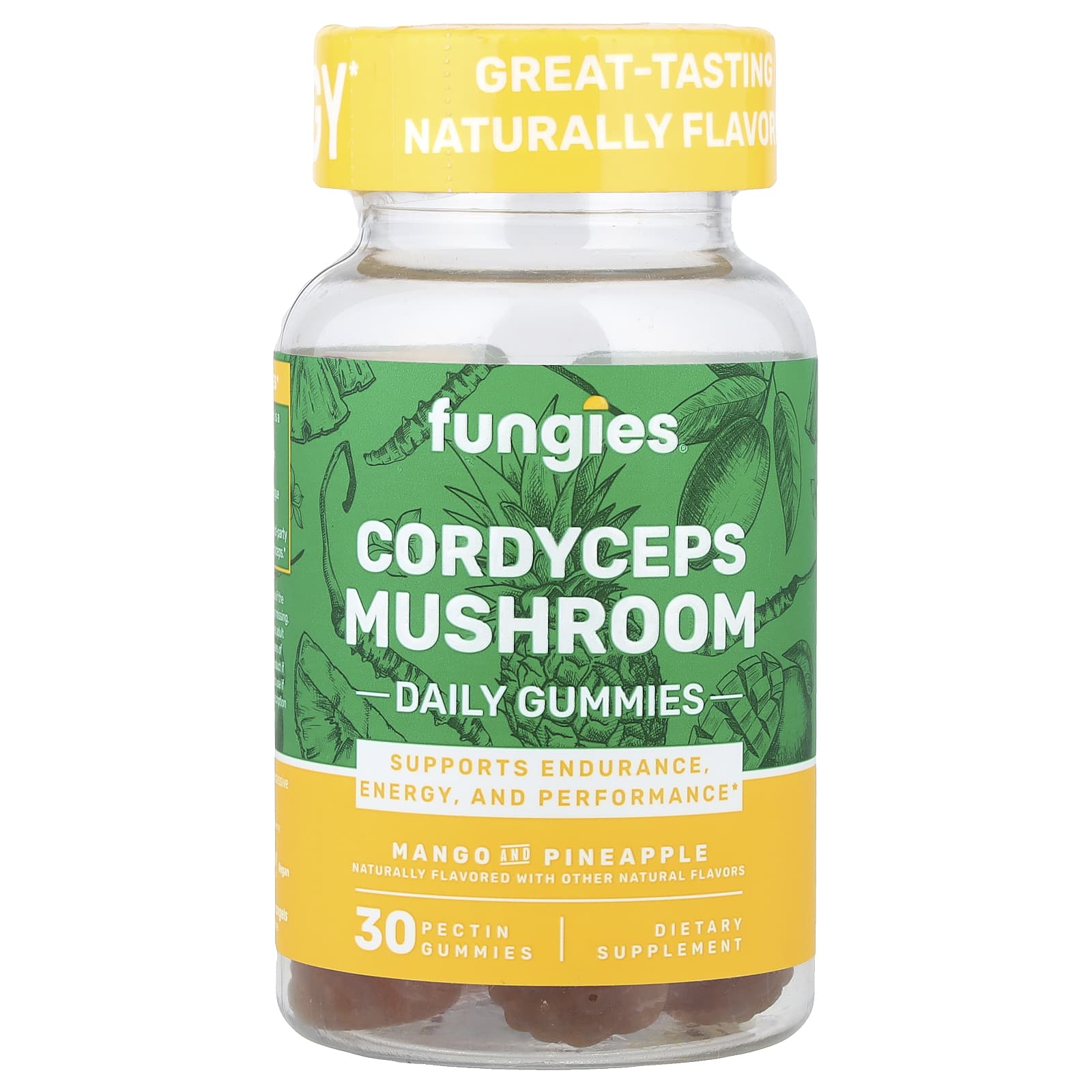 

Fungies, Cordyceps Mushroom Daily Gummies, Mango and Pineapple, Pectin, 30 Gummies (50mg per Gummi)