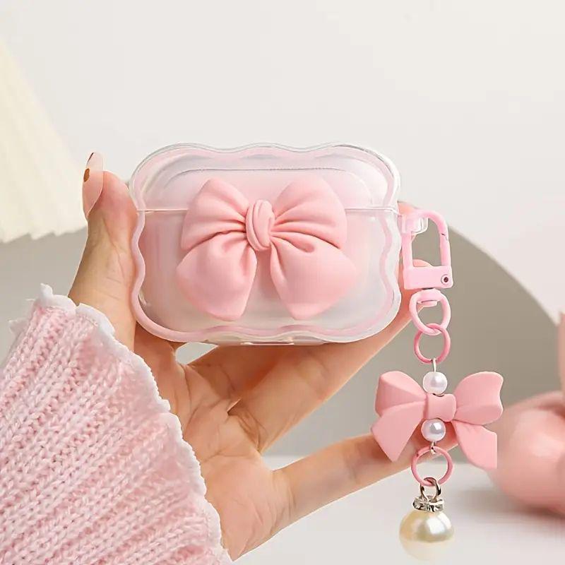 Pink bow for AirPods1 apple bluetooth wireless headset cover 1/1/1 generation pro1 cute pendant