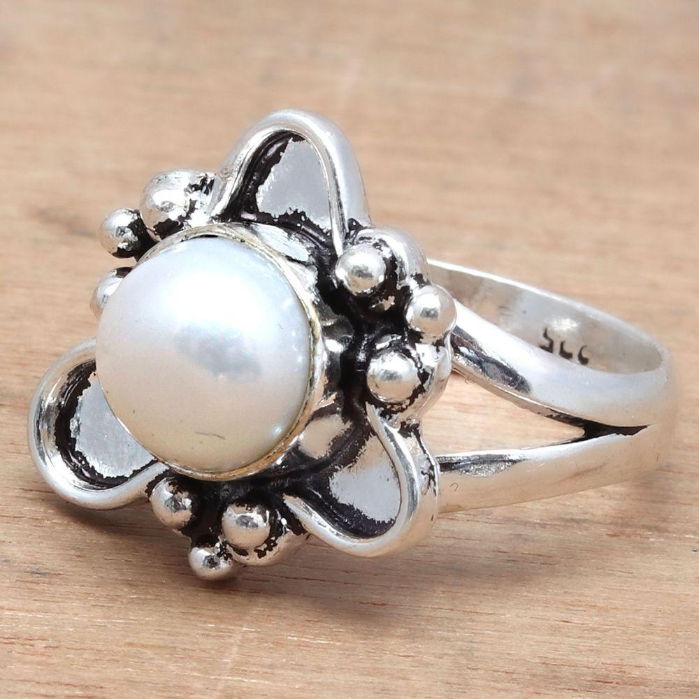 Real Pearl Gemstone Handmade Silver Jewelry  "6.5"