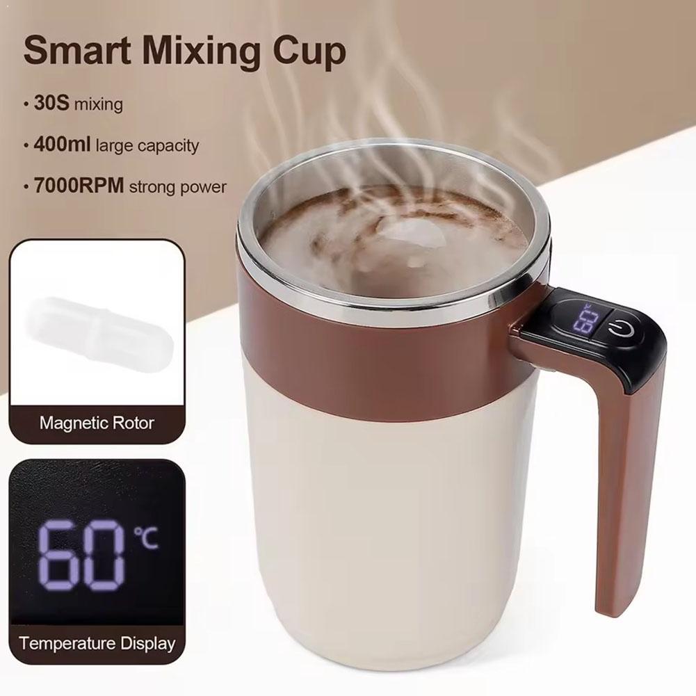 Automatic Stirring Coffee Cup With Temperature Display Stainless Steel Mixer Rechargeable Automatic Stirring Cup With Lid