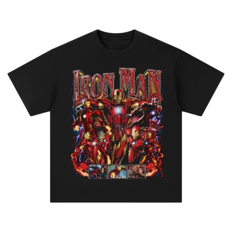 

2026 new Iron Man Cotton TShirt Y2K Streetwear Retro Harajuku Casual Fashion Hip Hop Short Sleeve Top for Men Women Techwear S