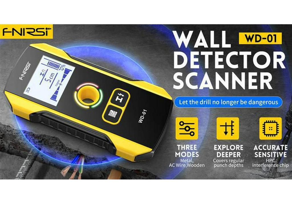 FNIRSI WD-01 Wall Detector for Steel Bars, Pipelines, and Wires - Metal Measurement and Scanning Tool