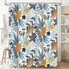 Bathroom Decor Shower Curtain Flower Print Waterproof Home Decoration for Bathtub in Yellow Blue Size L (180 x 240 cm)
