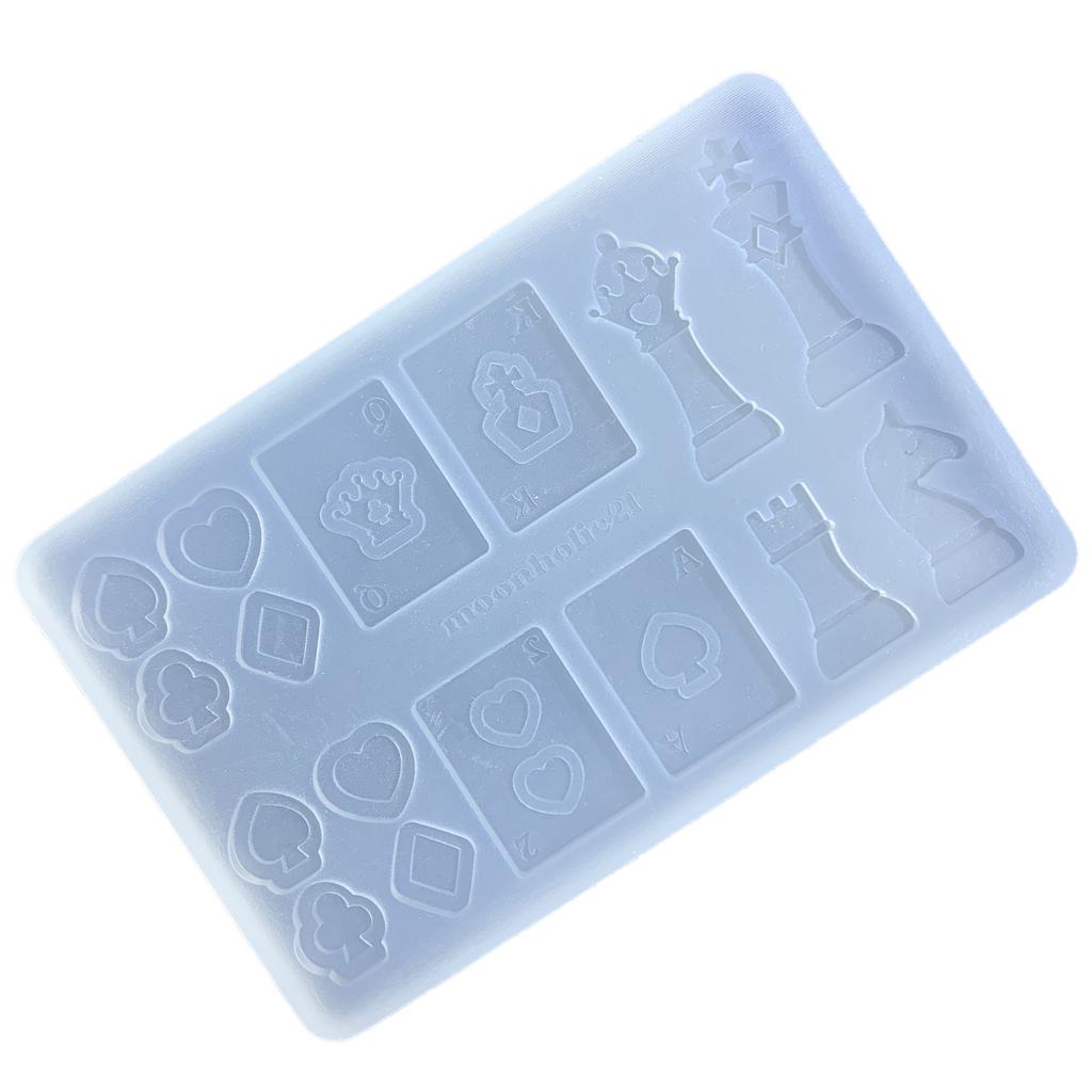 Langlebige Silikonform Schach- und Kartenförmige Gussform Schachzubehör Herstellungsformen Ornamentformen für DIY-Liebhaber