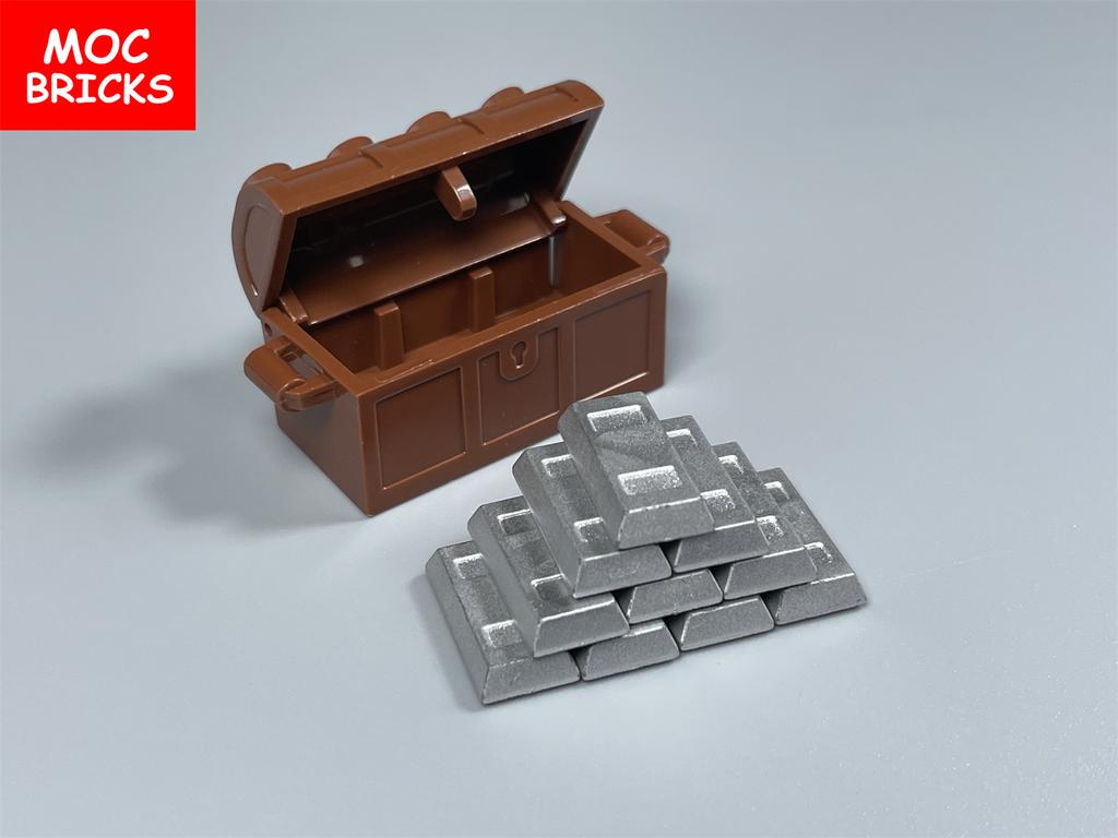 MOC Bricks Treasure Box Money Gold Coin Gem Precious Stone Building Blocks Educational Assembled Parts Toys For Kids Gift