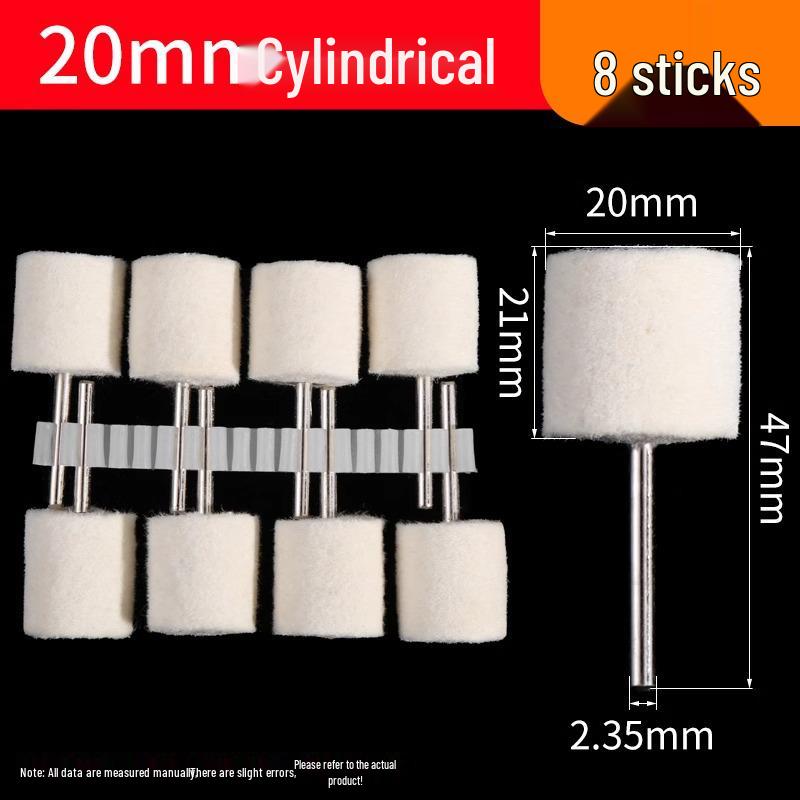 Wool Polishing Wheel with 3mm Shank, Metal Grinding Head for Mirror and Jadeite Polishing