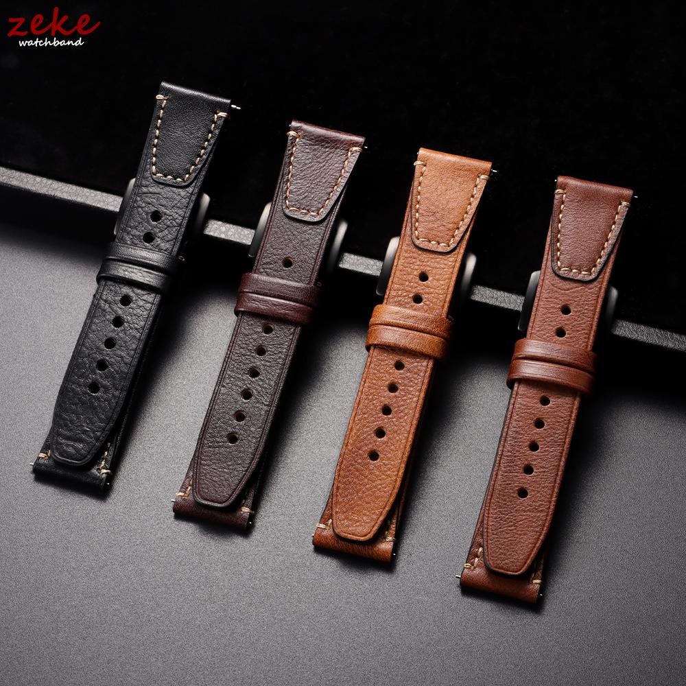 Vintage Brown Genuine Leather Watch Band Quick Release Retro Oil Wax Calfskin Strap for Seiko for Rolex 18mm 20mm 22mm Wristband