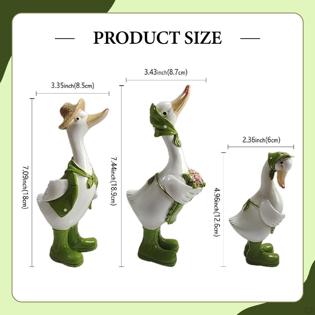 3Pcs Garden Duck Statues Ornaments Decor Unique Housewarming Gift Cute Figurines Animal