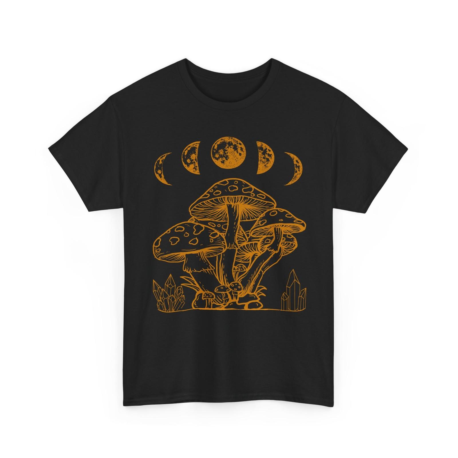 Mushroom T-Shirt, Mushroom with Moon Phases Mushroom Collector Men T-Shirt S